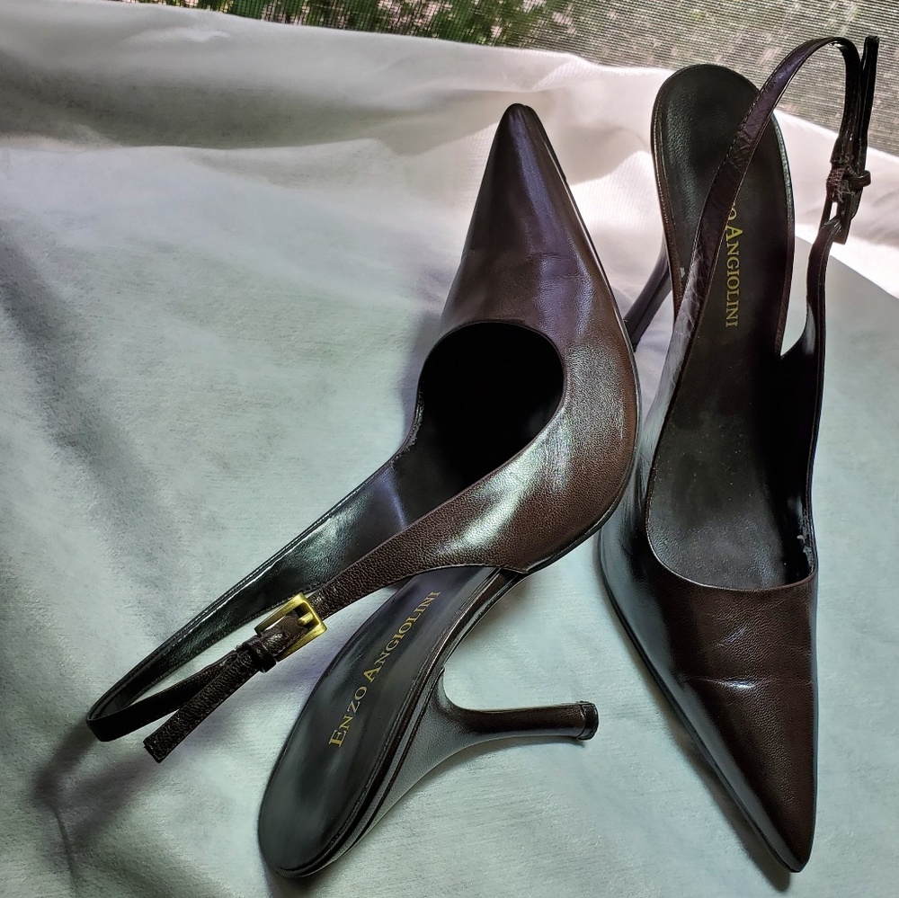 Enzo Angiolini Chocolate Slingback Pumps Size 7